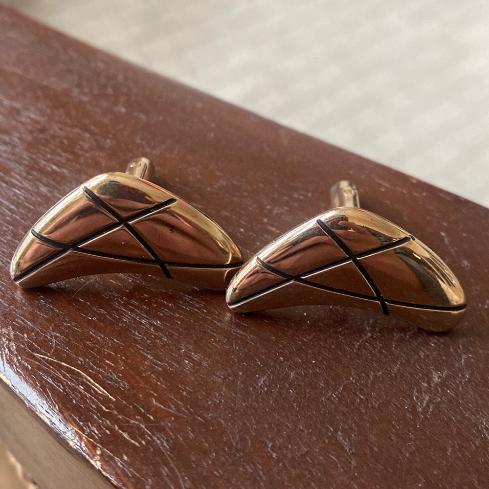 Boomerang vintage cufflinks mid-century, modern Tess designer Hickok  gold plate